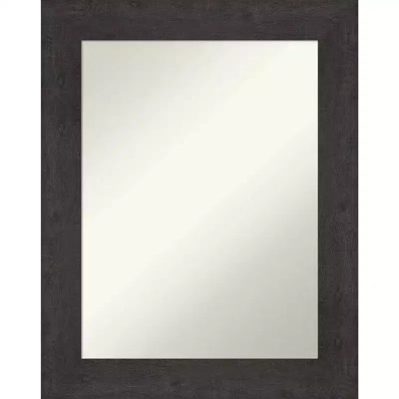 24" x 30" Non-Beveled Rustic Plank Espresso Wall Mirror - Amanti Art: Rectangle, Polystyrene Frame, Wall Mounted