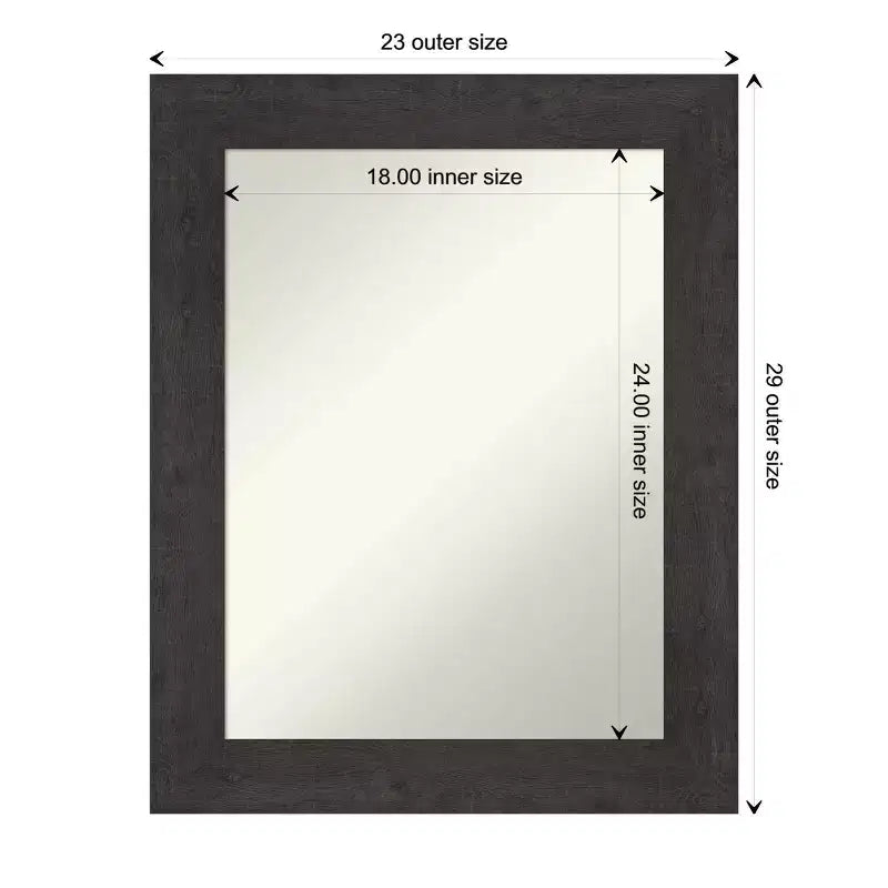 Miroir mural rectangulaire avec cadre en bois couleur expresso – 23,5" x 29,5"