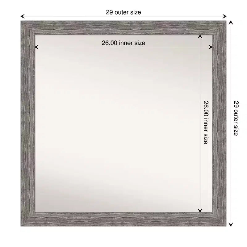 Miroir mural carré encadré de 29,5" x 29,5" pour salle de bain avec quincaillerie de fixation