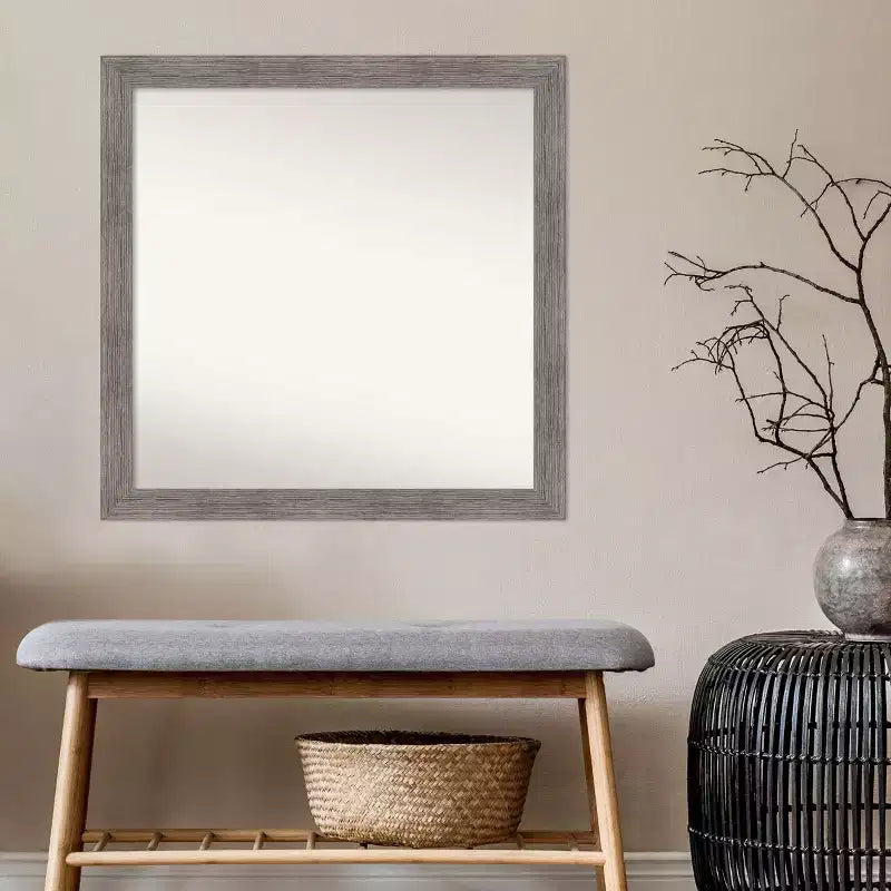 Miroir mural carré encadré de 29,5" x 29,5" pour salle de bain avec quincaillerie de fixation