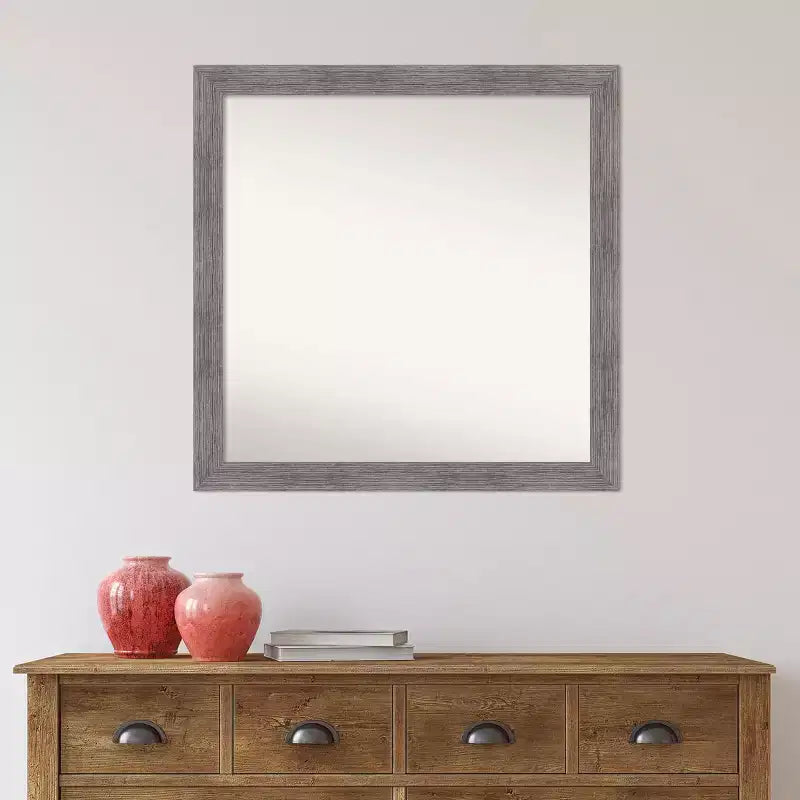 Miroir mural carré encadré de 29,5" x 29,5" pour salle de bain avec quincaillerie de fixation
