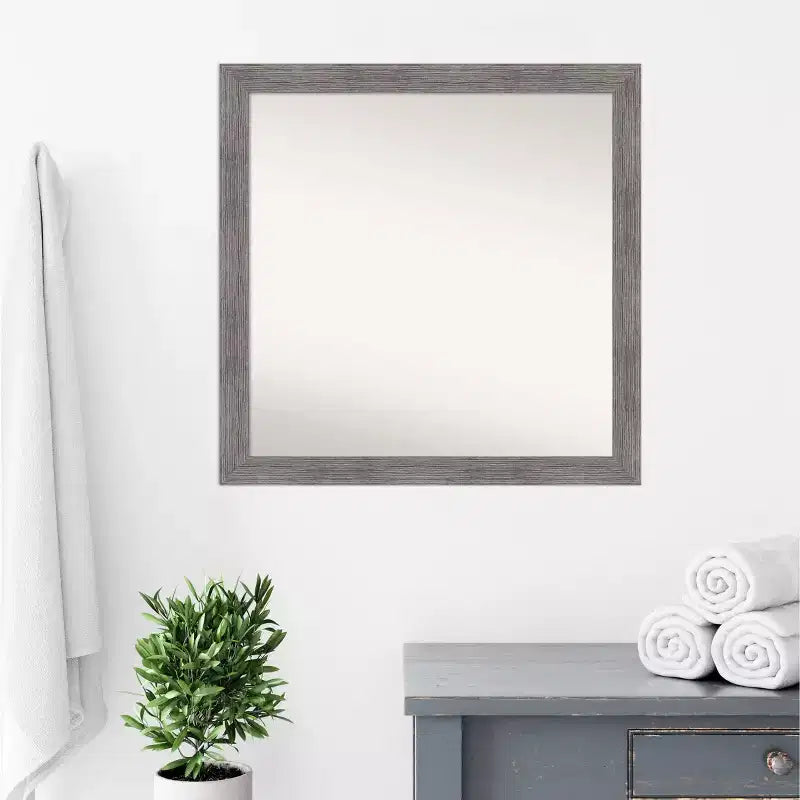 Miroir mural carré encadré de 29,5" x 29,5" pour salle de bain avec quincaillerie de fixation