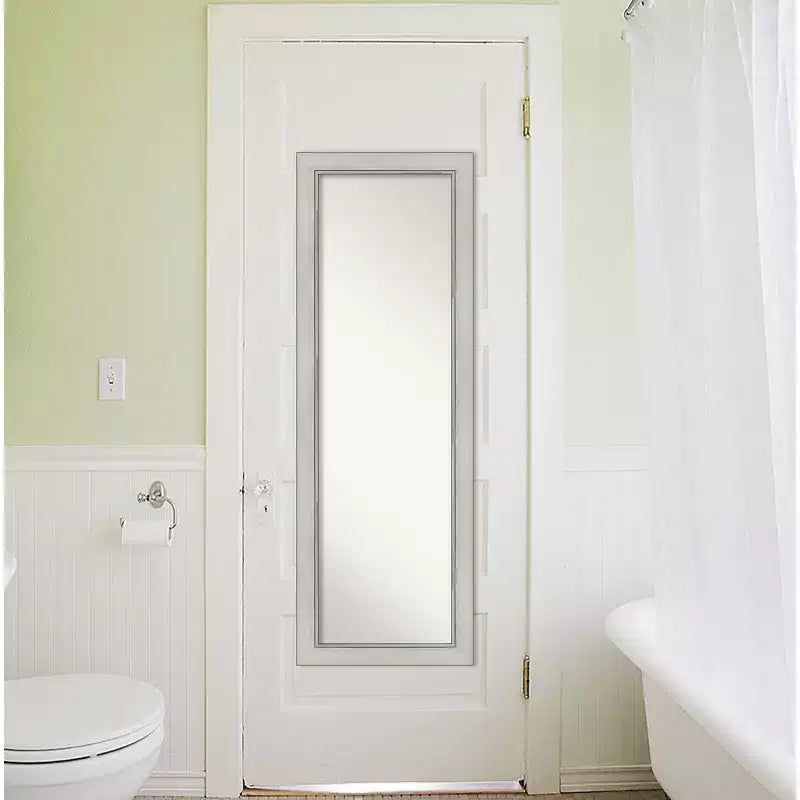 Miroir mural et de porte pleine longueur avec cadre patine argentée, 18" x 52"