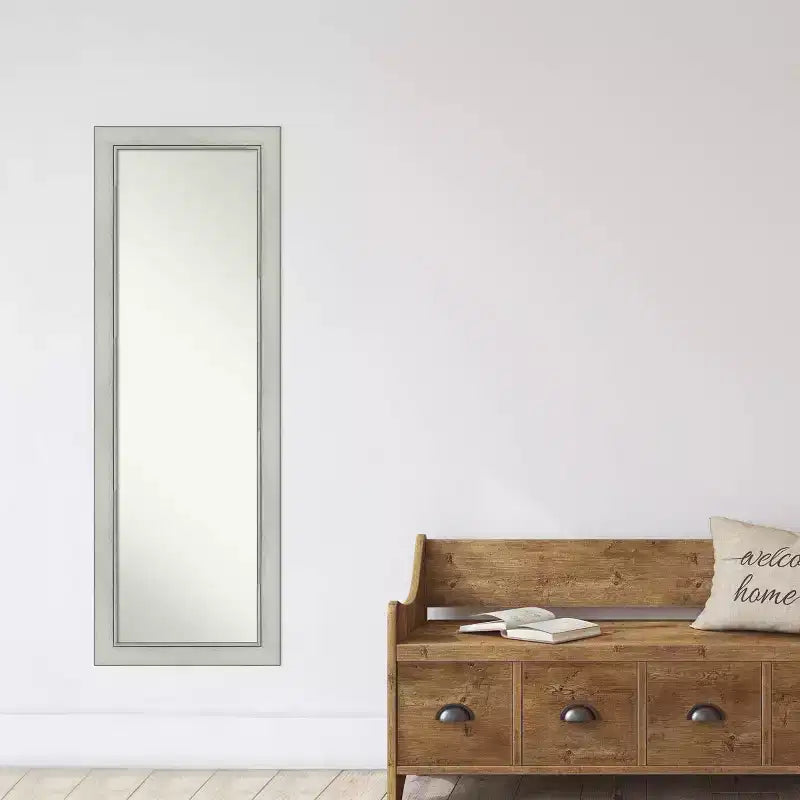 Miroir mural et de porte pleine longueur avec cadre patine argentée, 18" x 52"