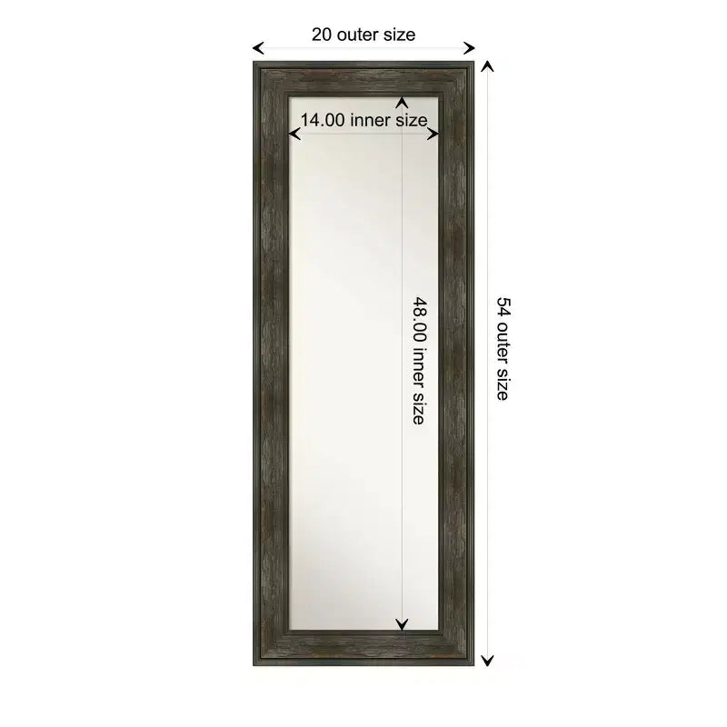 Miroir mural et de porte pleine longueur avec cadre rustique vieilli – 51 x 137 cm