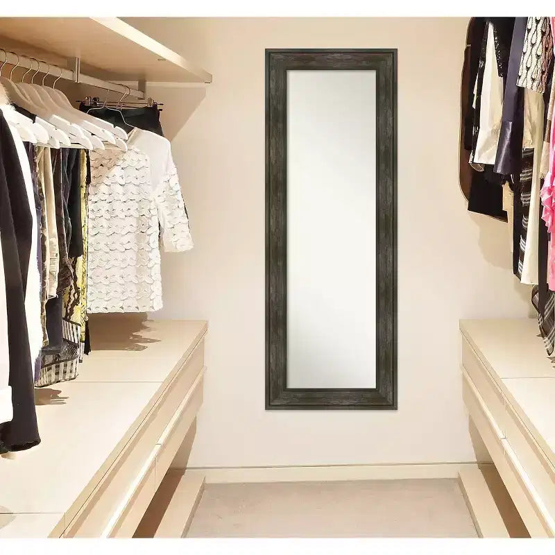 Miroir mural et de porte pleine longueur avec cadre rustique vieilli – 51 x 137 cm