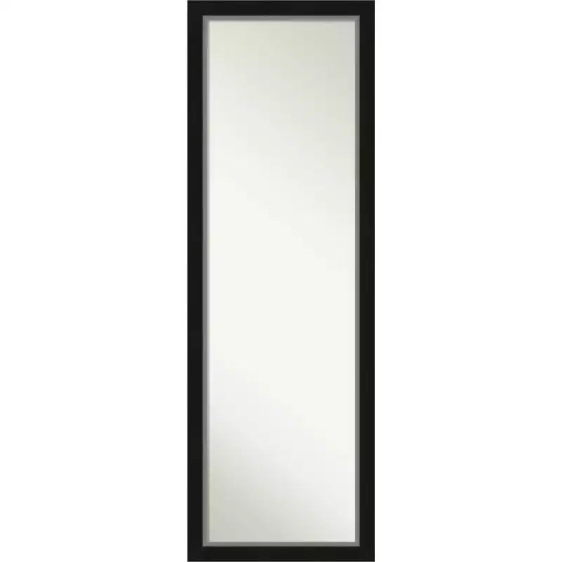 17" x 51" Non-Beveled Eva Black Silver Narrow Full Length on The Door Mirror - Amanti Art