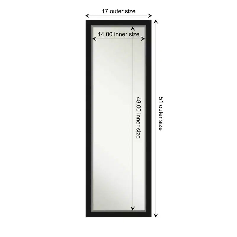 Miroir mural et de porte pleine longueur de 17" x 51" avec cadre noir/argenté étroit