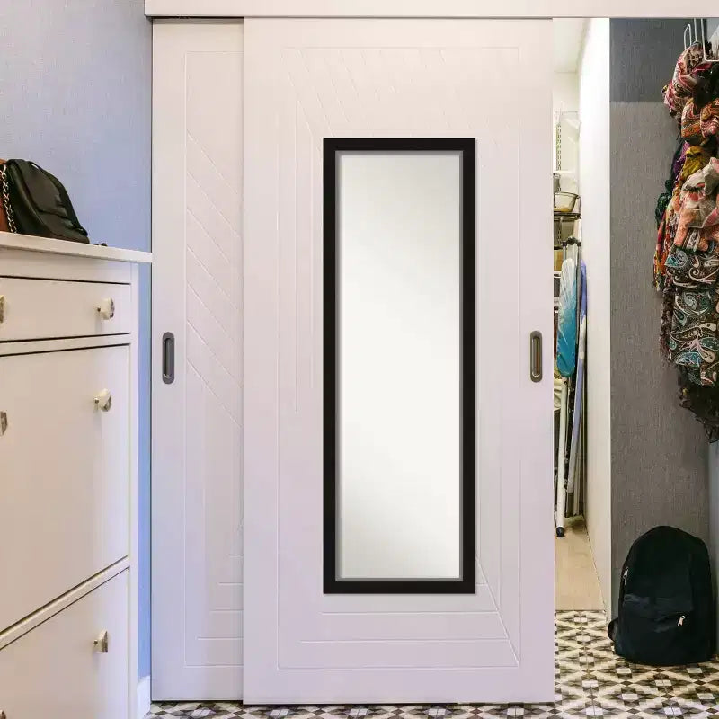 Miroir mural et de porte pleine longueur de 17" x 51" avec cadre noir/argenté étroit