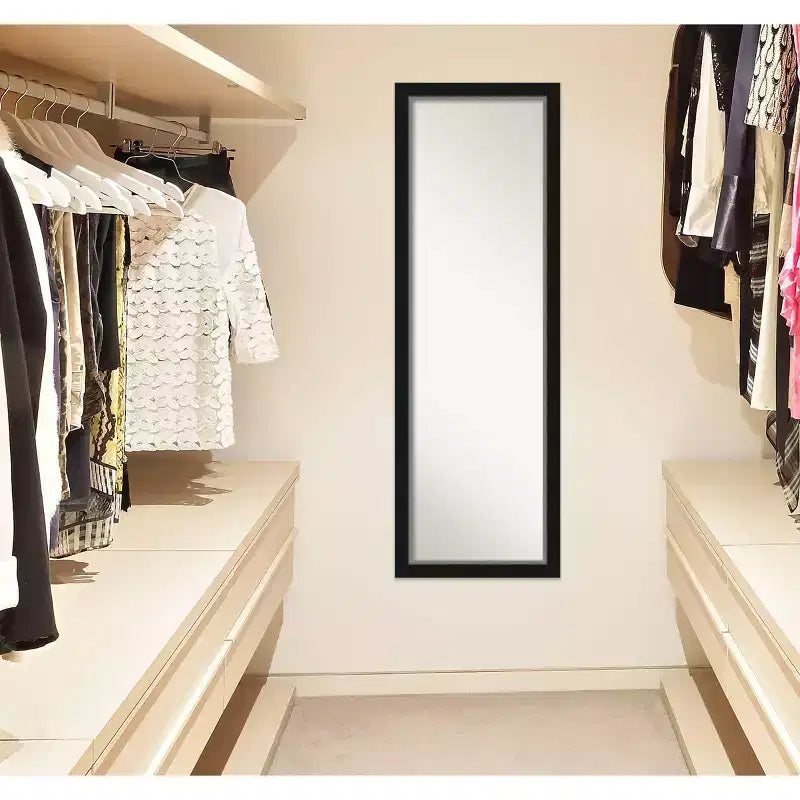 Miroir mural et de porte pleine longueur de 17" x 51" avec cadre noir/argenté étroit