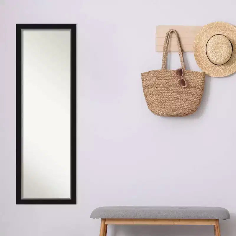 Miroir mural et de porte pleine longueur de 17" x 51" avec cadre noir/argenté étroit