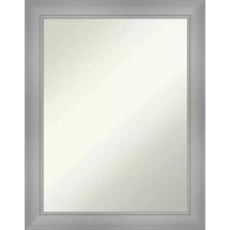22" x 28" Non-Beveled Flair Polished Nickel Wall Mirror - Amanti Art: Rectangle, Modern Style, Includes Mounting Hardware