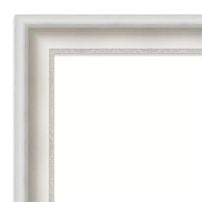 Miroir mural de salle de bain blanc sans biseau de 44 po x 33 po - Amanti Art : style moderne, cadre en polystyrène, fixation murale