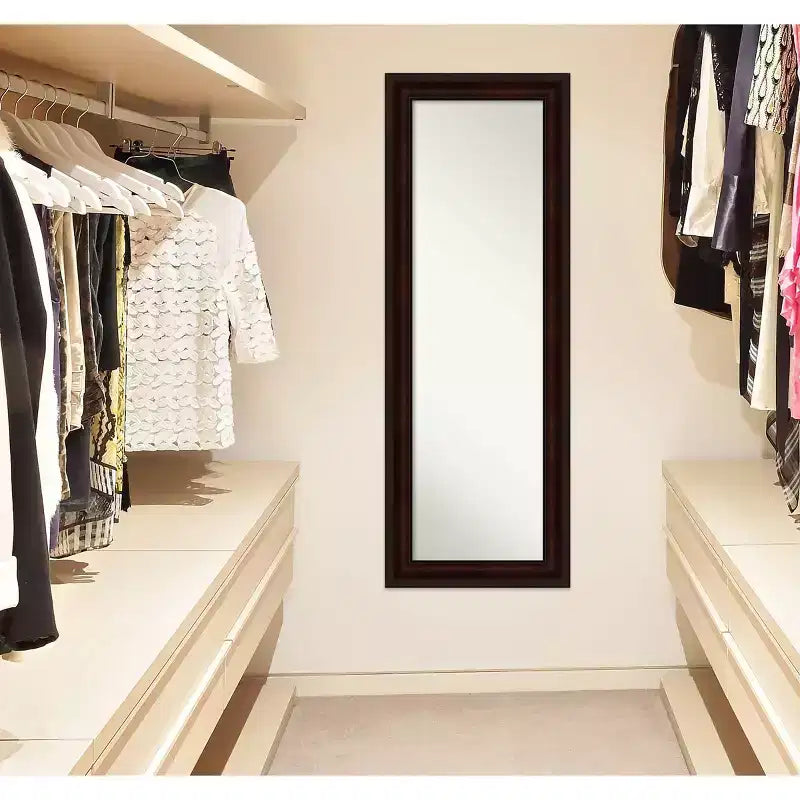 Miroir de porte pleine longueur avec cadre marron « grain de café » – 19" x 53"