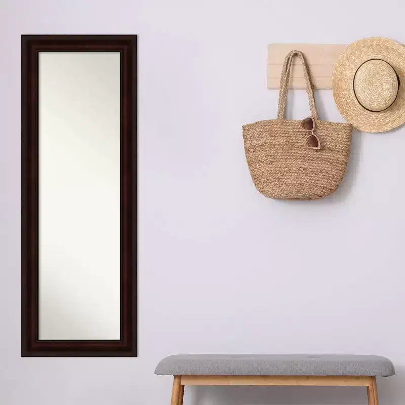 Miroir de porte pleine longueur avec cadre marron « grain de café » – 19" x 53"