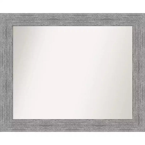 33" x 27" Non-Beveled Bark Rustic Gray Wall Mirror - Amanti Art: Modern Rectangle, Polystyrene Frame