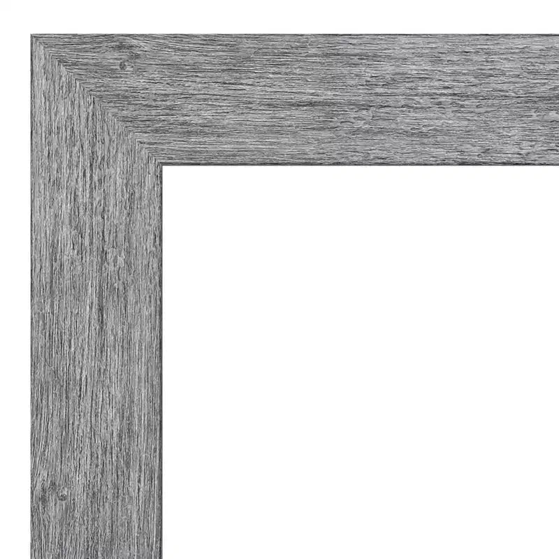 Miroir mural rectangulaire 33" x 27" avec cadre à grain de bois gris