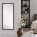 Miroir sur pied avec cadre gris façon bois