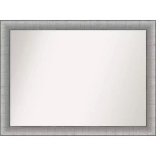 43" x 32" Non-Beveled Elegant Brushed Pewter Wall Mirror - Amanti Art: Modern Polystyrene Frame, Includes Mounting Hardware