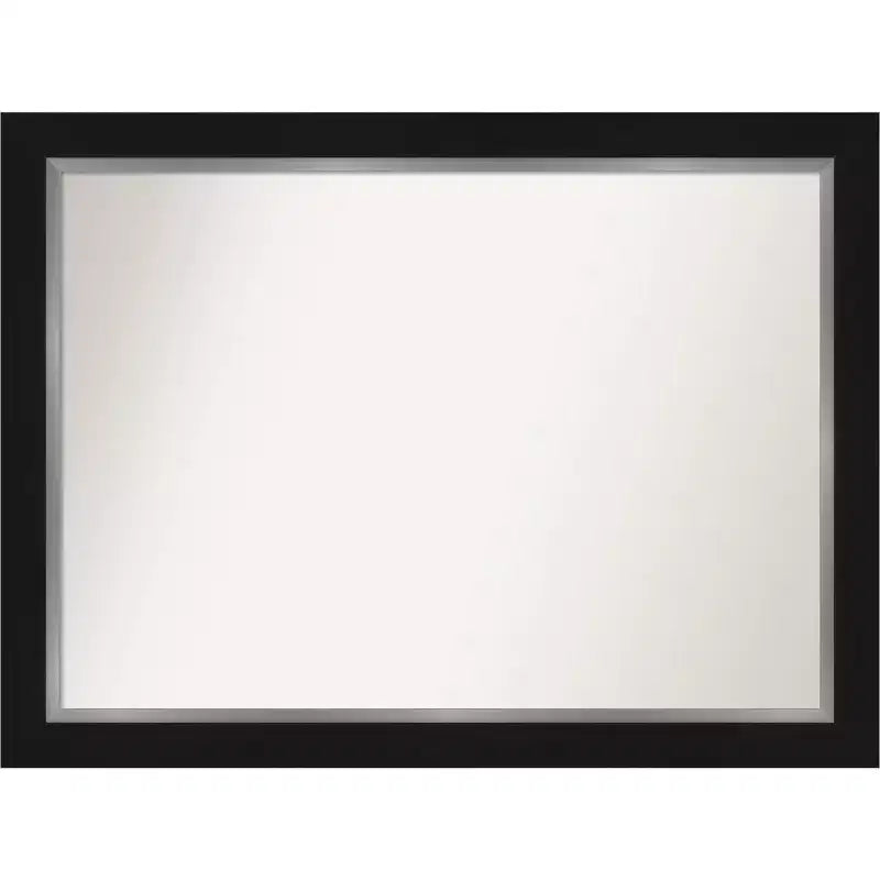 44" x 33" Non-Beveled Eva Black Silver Wall Mirror - Amanti Art