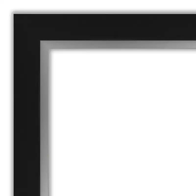 Grand miroir mural rectangulaire avec cadre noir et argent