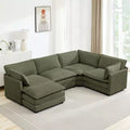 Canapé sectionnel modulaire moderne 5 places en velours côtelé, surdimensionné, 288 cm (L) x 201 cm (l), avec pouf, canapé en forme de U avec canapé d'angle, HYLEORY