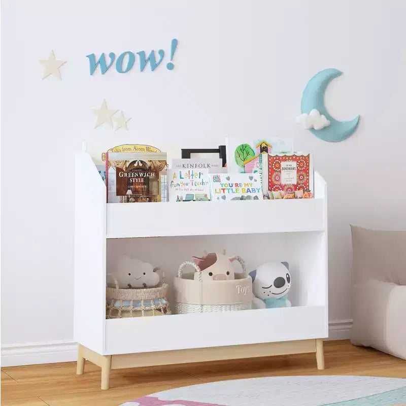 Étagère à Livres pour Enfants avec Rangement — Présentoir à Livres à 3 Niveaux avec Façade Dégagée