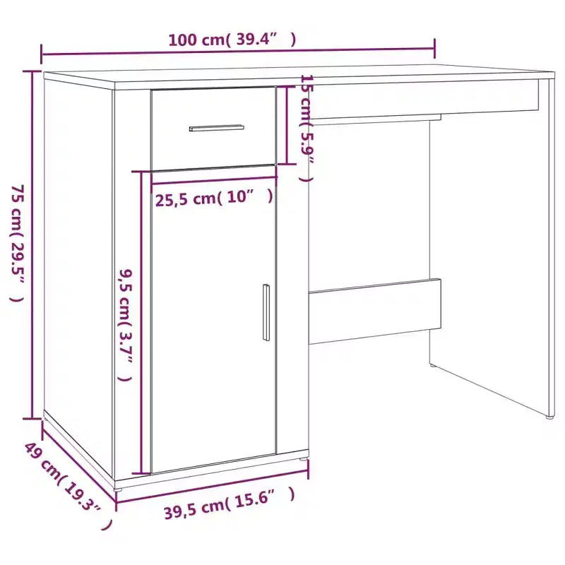 Bureau blanc compact avec tiroir