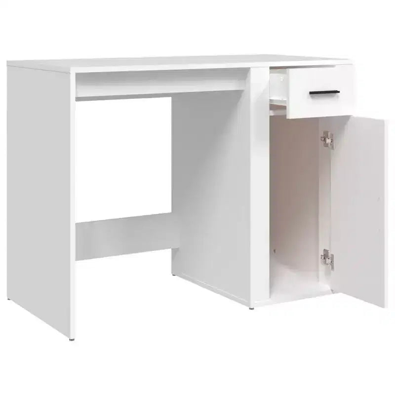 Bureau blanc compact avec tiroir
