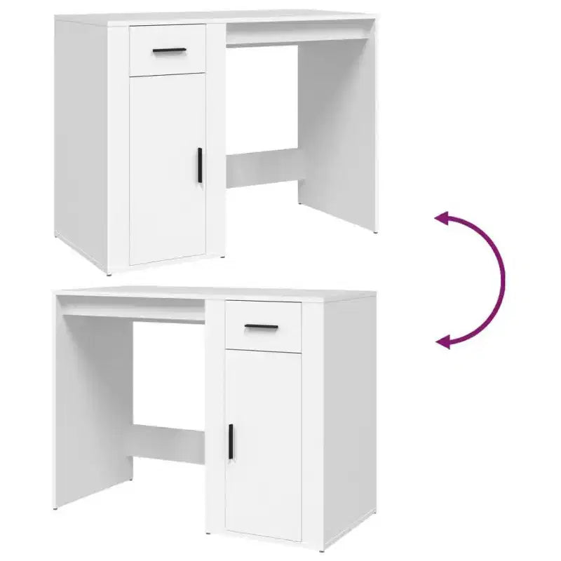 Bureau blanc compact avec tiroir