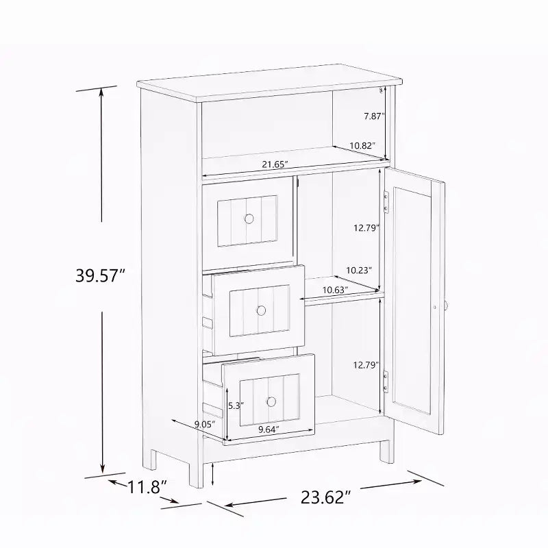 Meuble de rangement blanc avec 3 tiroirs et une porte