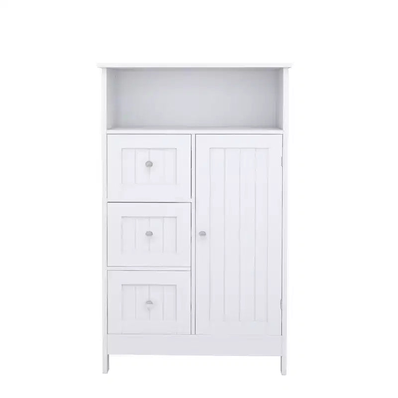 Meuble de rangement blanc avec 3 tiroirs et une porte