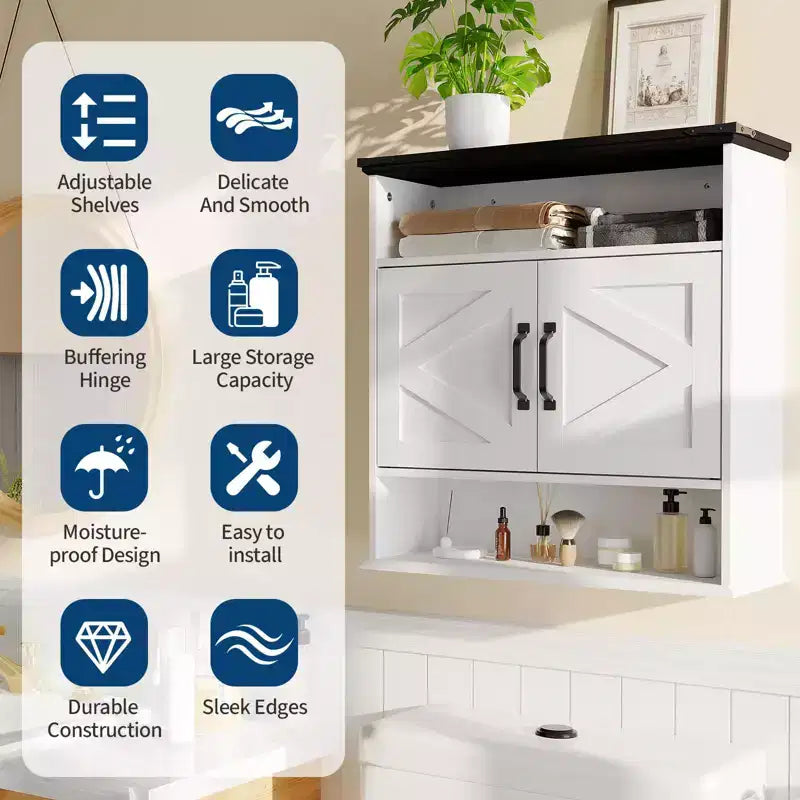 Meuble de rangement de salle de bain mural avec étagères ouvertes