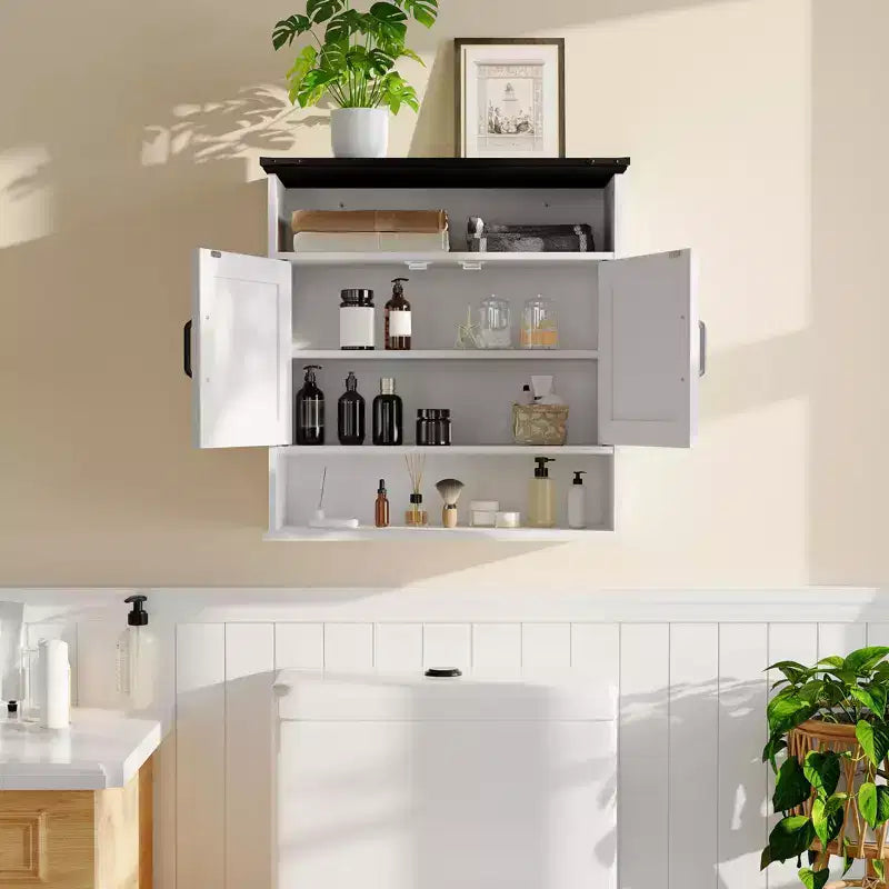 Meuble de rangement de salle de bain mural avec étagères ouvertes