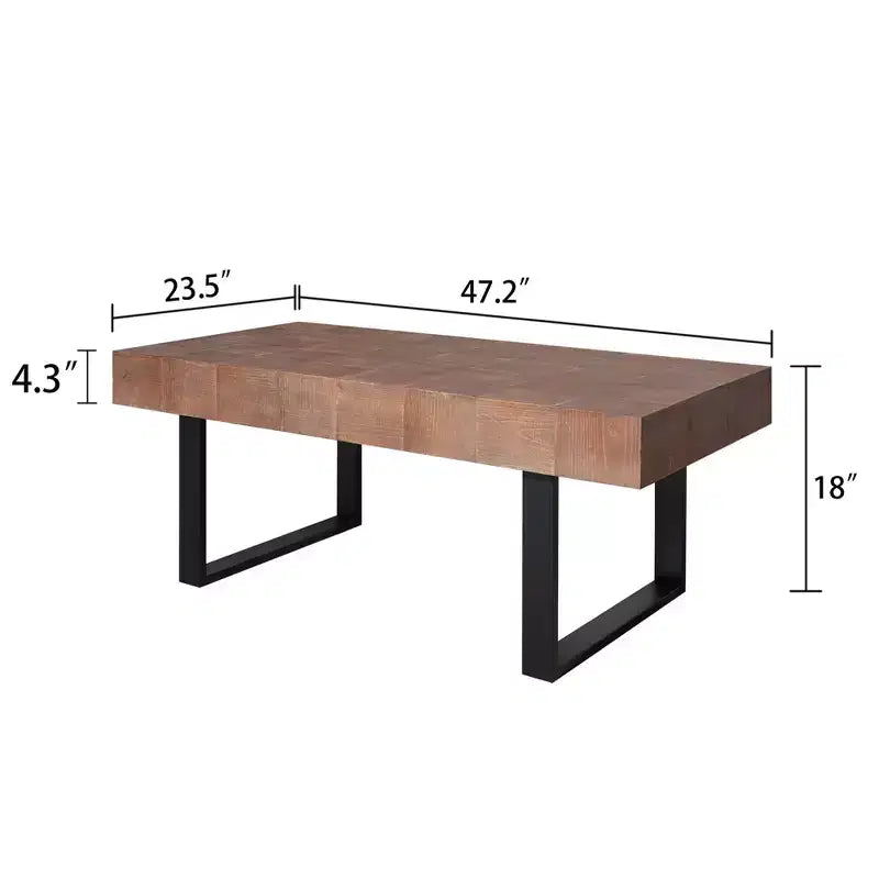 Table basse industrielle en bois avec pieds en métal