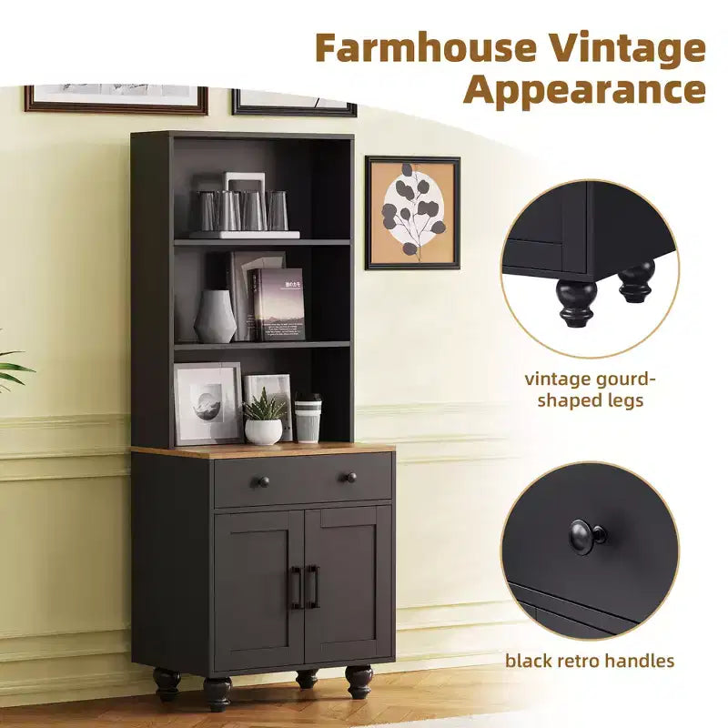 Armoire de rangement à 5 niveaux avec tiroir et étagères réglables