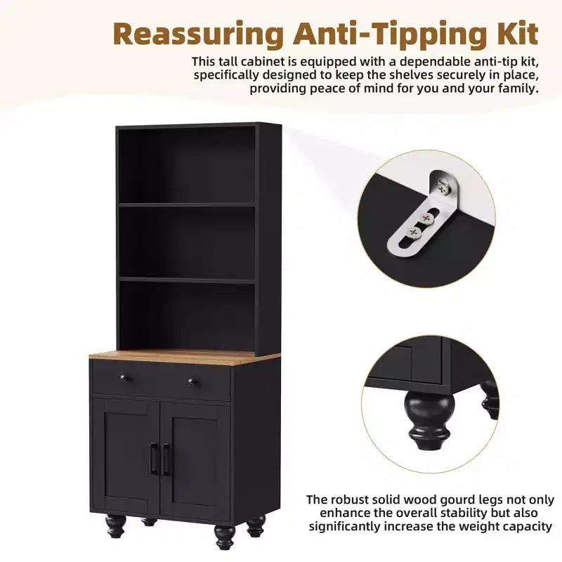 Armoire de rangement à 5 niveaux avec tiroir et étagères réglables