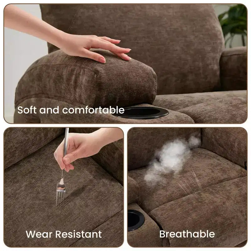 Fauteuil inclinable à bascule pivotant à 360° avec massage et chaleur