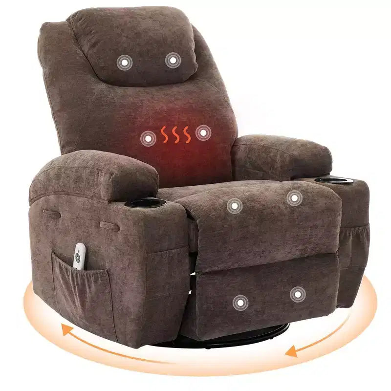 Fauteuil inclinable à bascule pivotant à 360° avec massage et chaleur