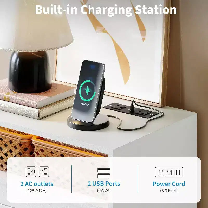 Commode à 6 tiroirs avec lumières LED et station de charge