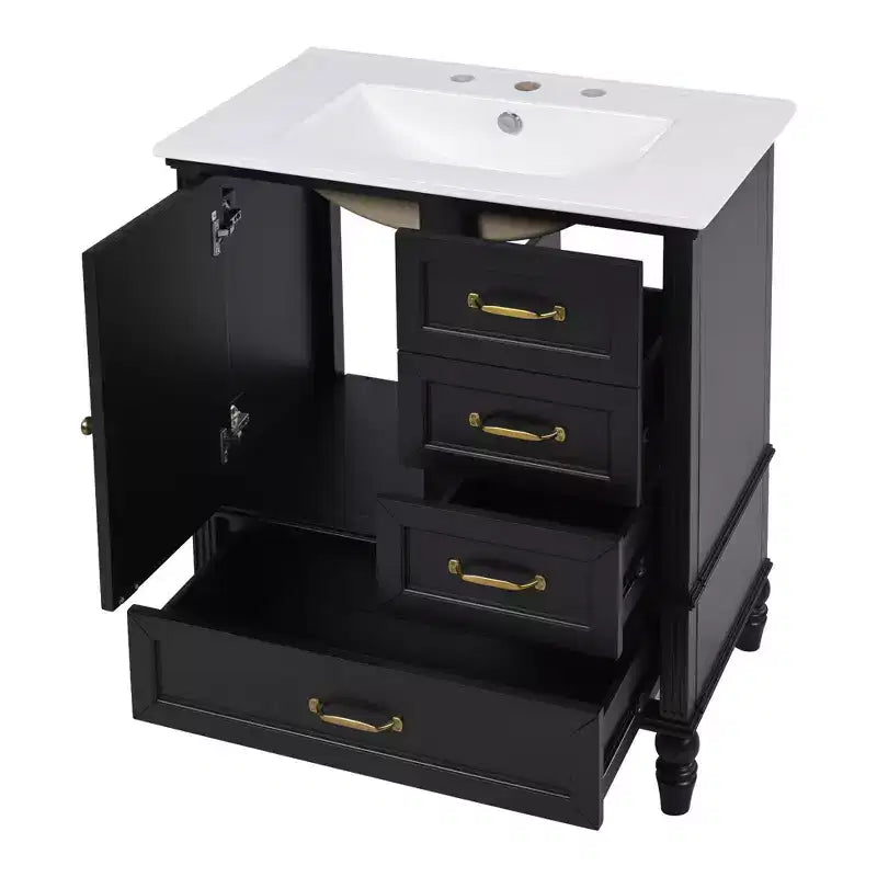 Meuble-lavabo de salle de bain de 30 pouces avec lavabo et armoire de rangement