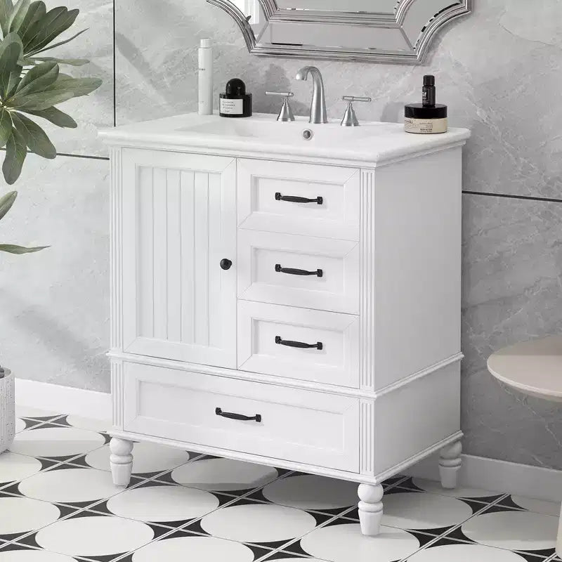 Meuble-lavabo de salle de bain de 30 pouces avec lavabo et armoire de rangement