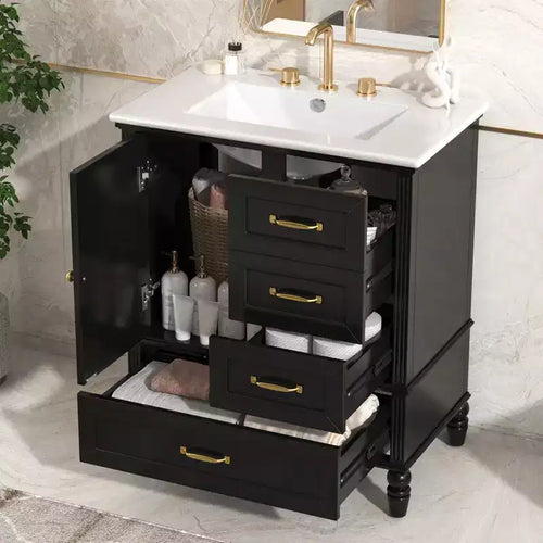 Meuble-lavabo de salle de bain de 30 pouces avec lavabo et armoire de rangement