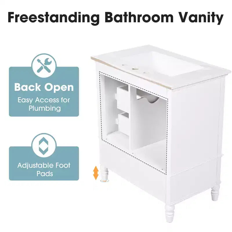 Meuble-lavabo de salle de bain de 30 pouces avec lavabo et armoire de rangement