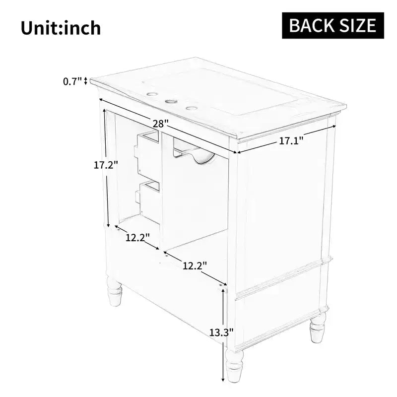 Meuble-lavabo de salle de bain de 30 pouces avec lavabo et armoire de rangement