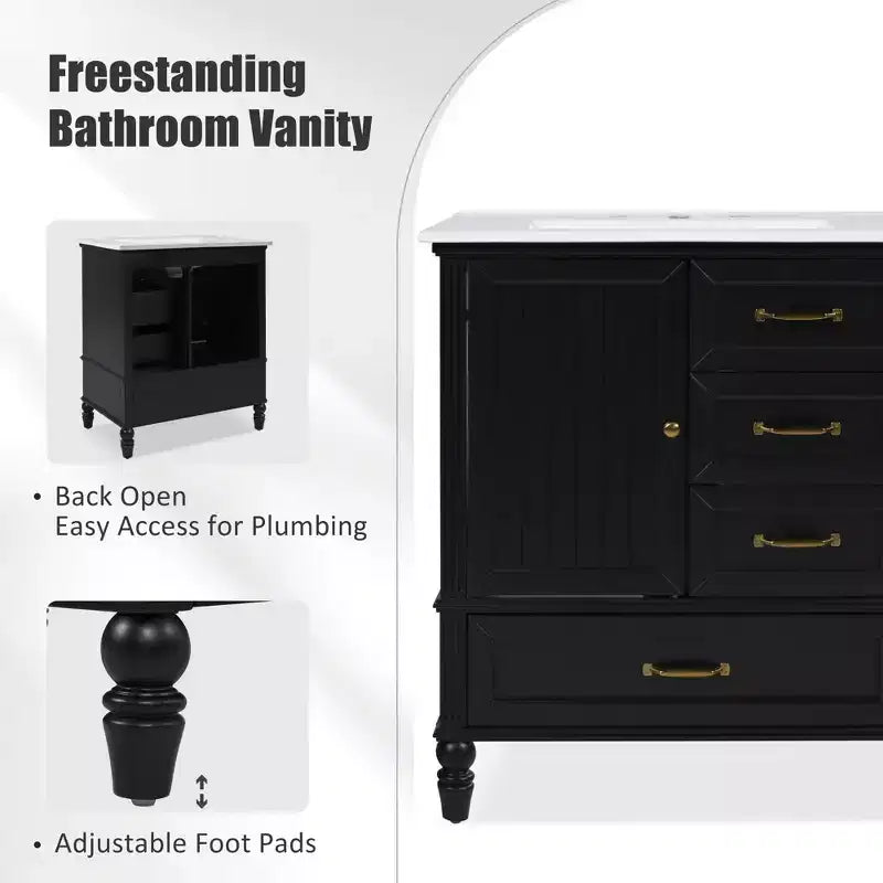 Meuble-lavabo de salle de bain de 30 pouces avec lavabo et armoire de rangement