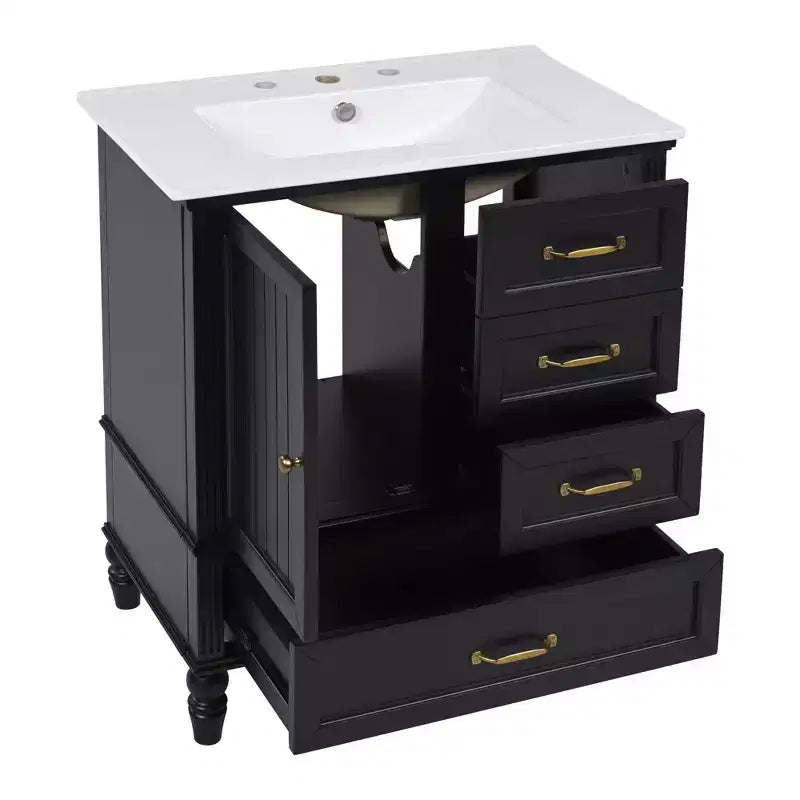 Meuble-lavabo de salle de bain de 30 pouces avec lavabo et armoire de rangement