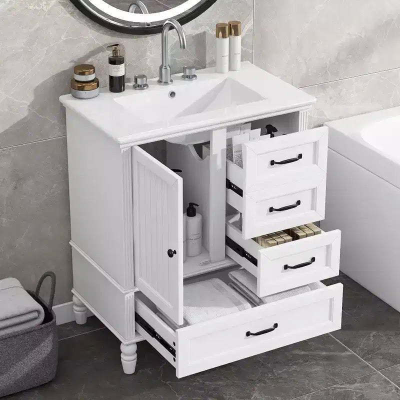 Meuble-lavabo de salle de bain de 30 pouces avec lavabo et armoire de rangement