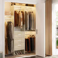 Besiost 4FT Closet Organizer System with Fabric Drawers, Small Wardrobe with Hanging Rods