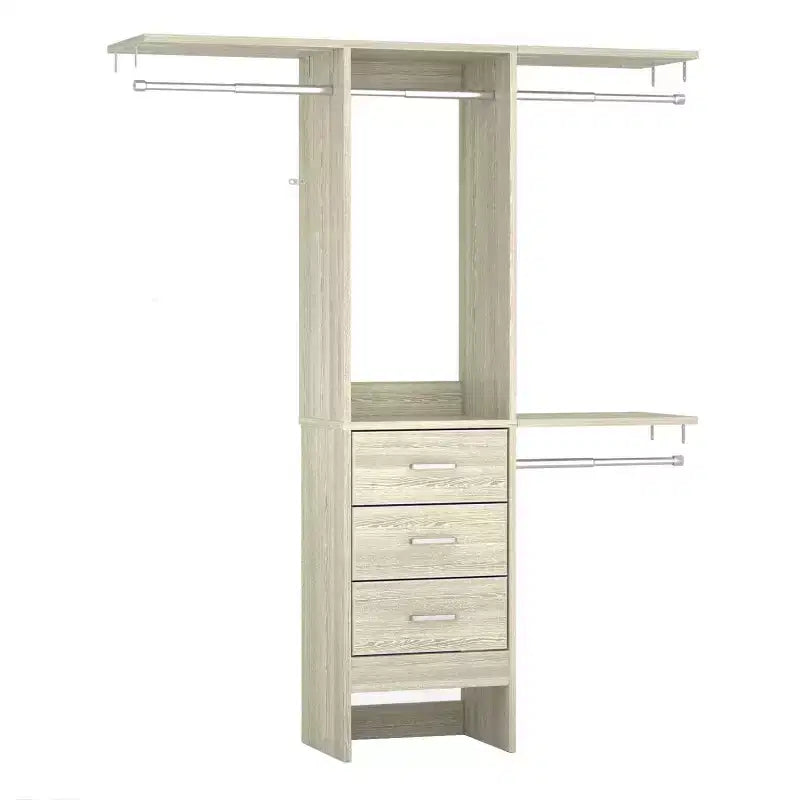 Système de rangement de placard réglable de 1,20 m avec tiroirs en tissu et tringles à vêtements
